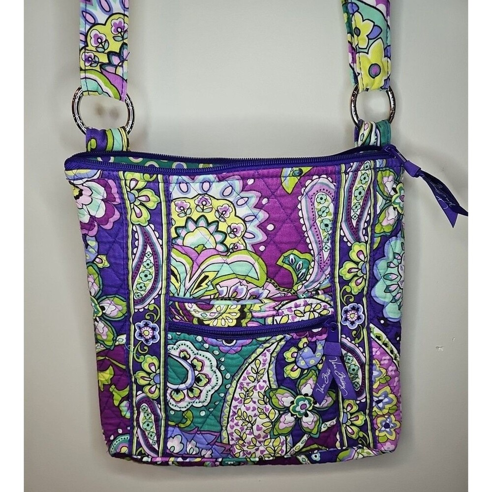 Vera Bradley Teal Purple Paisley Quilted Heather Medium Hipster Crossbody Bag